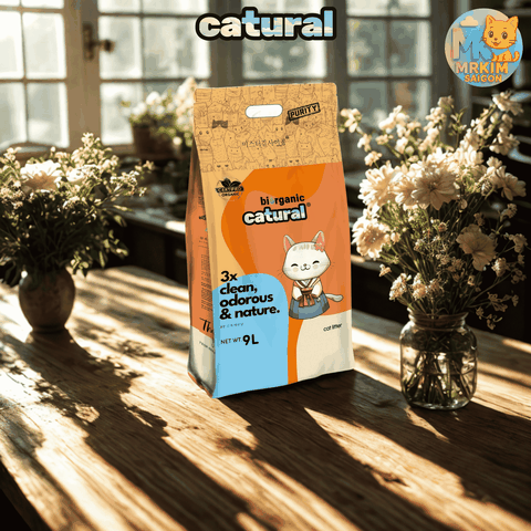 CÁT VỆ SINH CHO MÈO CATURAL BENTONITE MRKIM 3.8kg (9L) - HƯƠNG PHẤN
