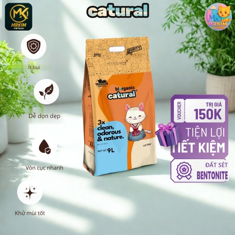 CÁT VỆ SINH CHO MÈO CATURAL BENTONITE MRKIM 3.8kg (9L) - HƯƠNG PHẤN