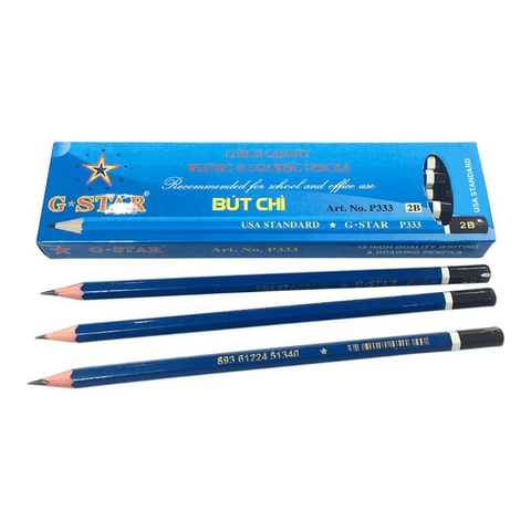 G-Star Bút Chì Gỗ P333- 2B; 3B; 4B; 5B; 6B (12 Cây/Hộp; 12 Hộp/Lốc; 240 Hộp/ Thùng)