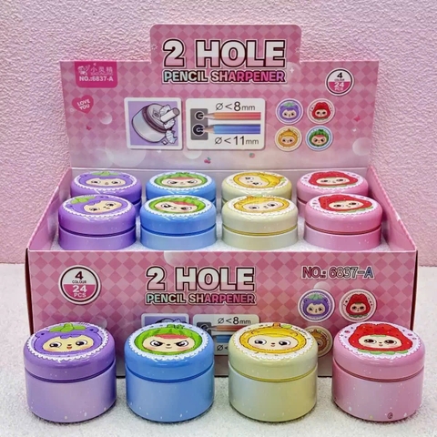 Gọt Bút Chì 2 Lỗ Trái Cây 6837 (24 Cái/ Hộp; 24 Hộp/ Thùng)
