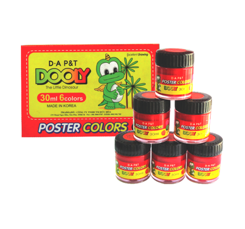 G-Star Màu Nước Dooly Poster 6 Chai Lẻ 30ml x 6 Chai (6 Chai/ Bộ) (Trắng, Vàng, Đỏ, Đen, Xanh lá, Xanh da)