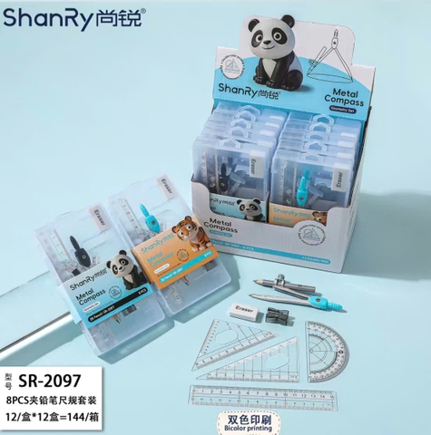 Compa Bộ 7 Món Bút Chì Gỗ SR 2097 (12 Cái/Hộp, 12 Hộp/Thùng)