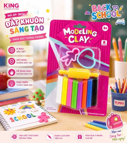 Đất Nặn Kèm Khuôn Tạo Hình 12 Màu Mã 8012 (120 Vỉ/Thùng)