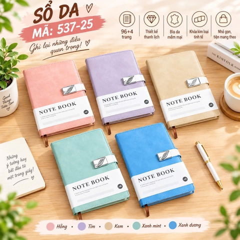 Sổ Tay Bìa Da Cao Cấp A5 537-25 (100 Quyển/Thùng)