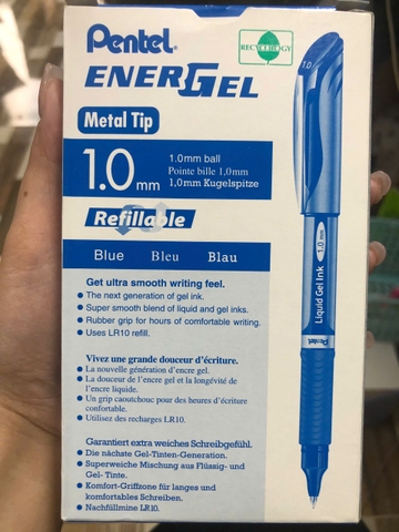 Pentel - Bút Gel Nắp Đậy EnerGel BL60 1,0mm - Mực Xanh (12 Cây/Hộp)