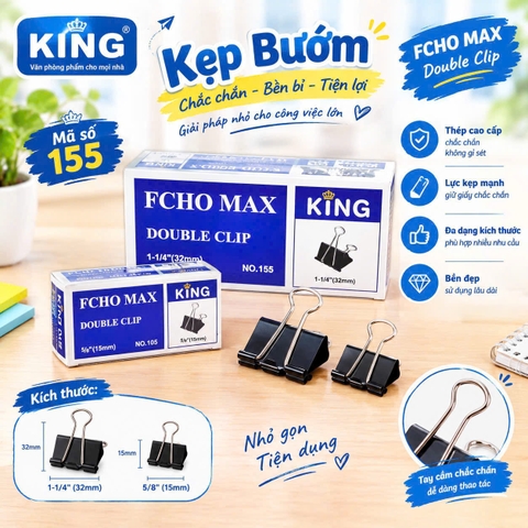 Kẹp Bướm Đen ECHO 41MM (12 Cái/ Hộp; 108 Hộp/Thùng)