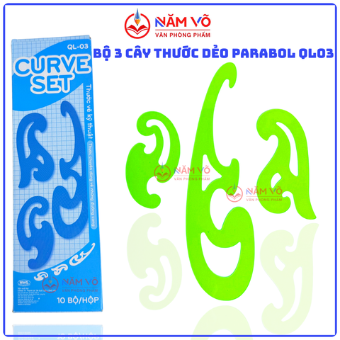Win Q Bộ 3 Cây Thước Parabol Lớn QL03 (10 Bộ/ Hộp; 5 Hộp/ Lốc)