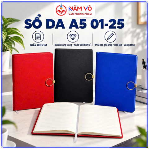 Sổ Da A5 01-25 (24 Quyển/ Lốc; 120 Quyển/Thùng)