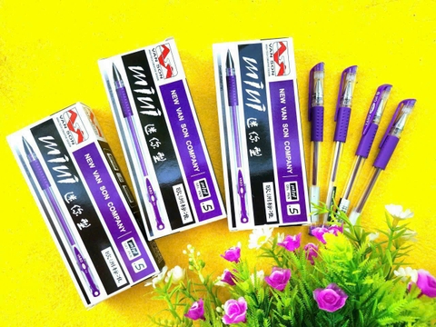 Bút Gel MINI Vân Sơn Đầu Nhỏ VS (Xanh, Tím, Đỏ, Đen) (12 Cây/Hộp; 12 Hộp/ Lốc; 240 Hộp/ Thùng)