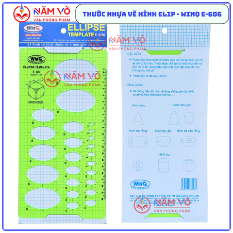 WinQ Thước Vẽ Hình Ellipse E606 (10 Cây/ Hộp; 5 Hộp/ Lốc)