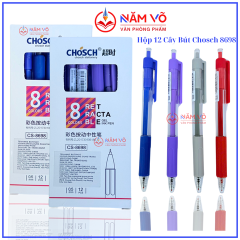 Bút Chosch Mực Nước CS8698 (Xanh, Tím, Đỏ, Đen) (12 Cây/Hộp; 12 Hộp/ Lốc; 12 Lốc/Thùng)