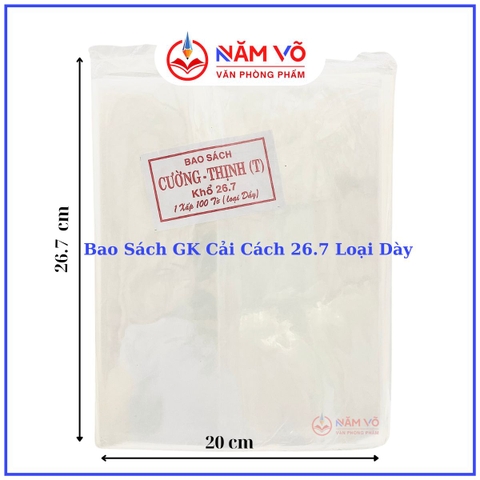 Bìa Bao Sách Kiếng Trong DÀY Khổ 26.7 (10 Tờ/Cuộn; 100 Tờ/Xấp; 30 Xấp/ Bao)