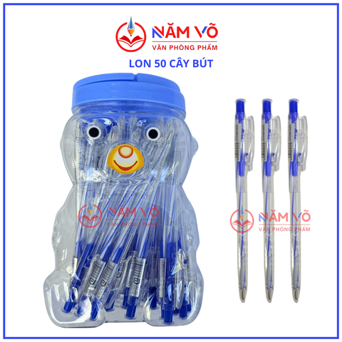 Bút Bi Aihao XANH 207 Lon Gấu (50 Cây/Lon; 30 Lon/Thùng)