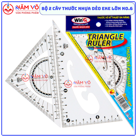 Win Q Thước Dẻo Êke Lớn Số 6 NO6 (1 Bộ/Cặp; 50 Cặp/Hộp)