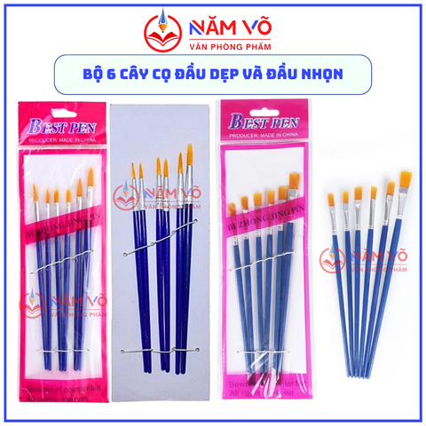Cọ Vẽ 6 Cây DẸP và NHỌN JX (6 Cây/Vĩ ; 600 Vĩ/Thùng)