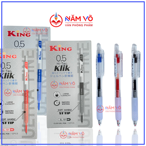 Bút Bi Bấm King Hi-Tec Klik SL-101 (12 Cây/ Hộp; 12 Hộp/ Lốc; 12 Lốc/ Thùng)