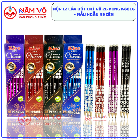 Bút Chì Gỗ 2B King 8816 (12 Cây/ Hộp; 12 Hộp/ Lốc; 240 Hộp/ Thùng)