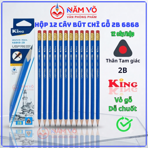 Bút Chì Gỗ 2B 6868 (12 Cây/ Hộp; 6 Hộp/ Lốc; 40 Lốc/ Thùng)