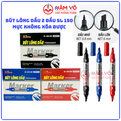 Bút Lông Dầu Lớn 150 (Mực Xanh, Đỏ, Đen) (12 Cây/Hộp, 120 Hộp/Thùng)
