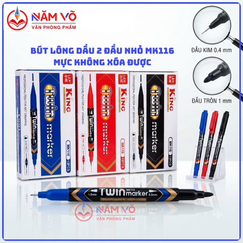 Bút Lông Dầu Nhỏ 116 (Mực Xanh, Đỏ, Đen) (12 Cây/Hộp, 12 Hộp/Lốc. 20 Lốc/Thùng)