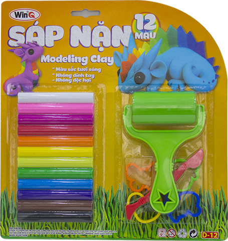 WinQ Sáp nặn 12 màu + khuôn hình D12 (10 Vỉ/ Lốc; 40 Vỉ/ Thùng)