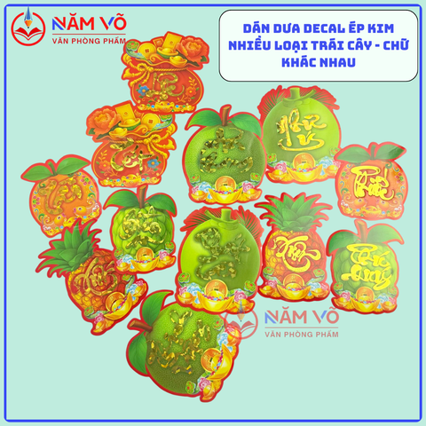 [HÌNH] Decal Dán Dưa Ép Kim Có Keo Hình Trái Cây Trang Trí Dán Dưa (10 Tờ/ Xấp; 10 Xấp/ Bịch)