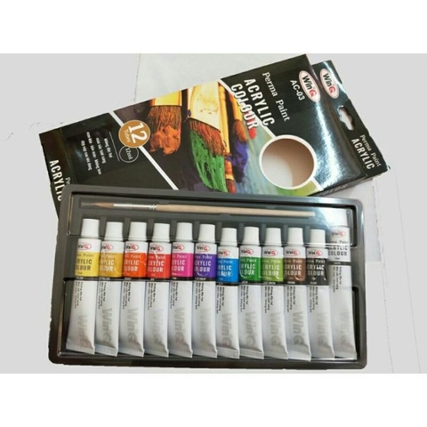 WIN Q Màu Nước 12 Màu Acrylic tuýp AC03 (5 Hộp/ 1 Lốc, 20 Hộp/Thùng)