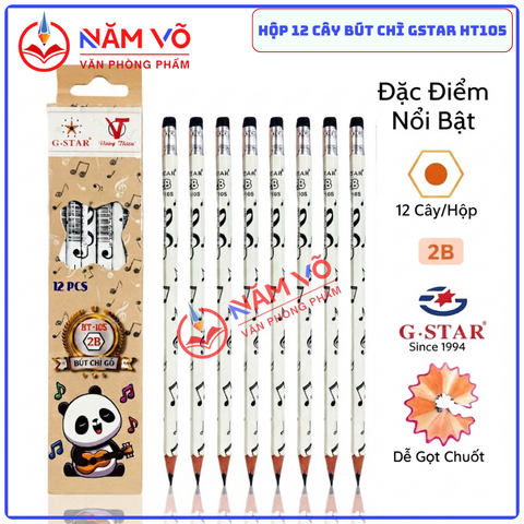 G-Star Bút Chì Đen HT105 2B (12 Cây/ Hộp; 12 Hộp/ Lốc; 20 Lốc/ Thùng)