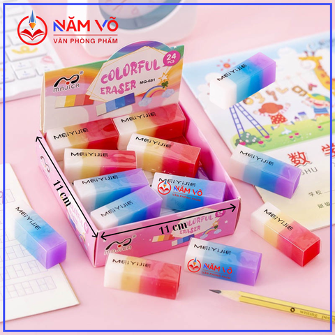 Gôm Tẩy Cầu Vồng MQ 681 (24 Cục/Lốc; 30 Lốc/Thùng)