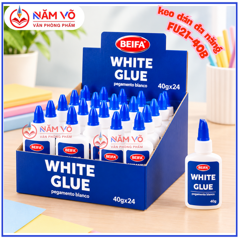 Beifa - Keo Sữa Hồ Dán Giấy 40g FU21-40B (24 Lọ/Hộp, 12 Hộp/Thùng)