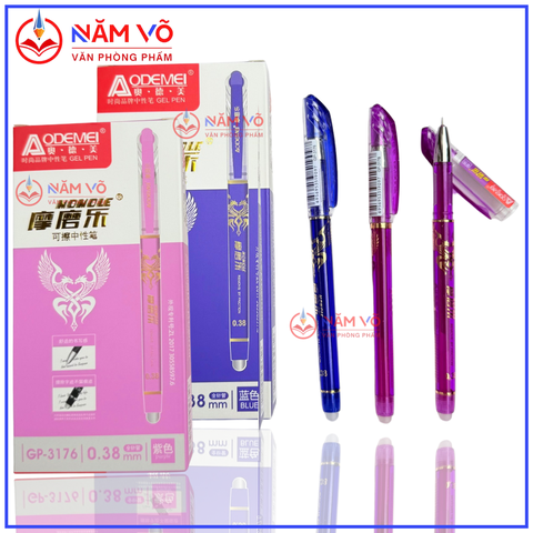 Bút Nắp Đậy Xóa Được Aodemei GP 3176 (Xanh, Tím) (12 Cây/Hộp; 12 Hộp/Lốc; 16 Lốc/Thùng)