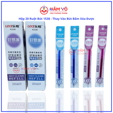 Ruột Bút Xóa Được BÚT BẤM LEX 1538 (20 Ống/Hộp; 12 Hộp/Lốc; 24 Lốc/Thùng)