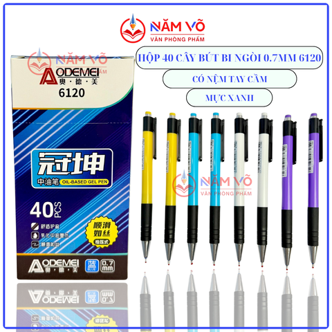 Bút Bi Bấm MỰC XANH Aodemei 6120 (40 Cây/ Hộp; 72 Hộp/ Thùng)
