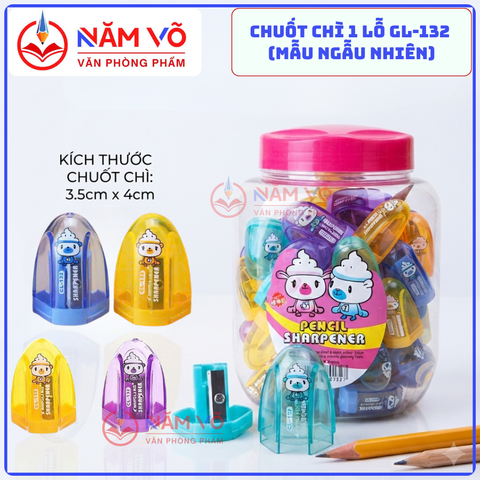 Gọt Bút Chì 1 Lỗ 132 (72 Cái/ Lon; 36 Lon/ Thùng)