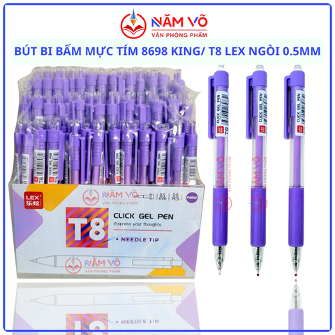 Kệ Bút Gel Bấm T8 Lex Mực Tím (96 Cây/ Kệ; 4 Kệ/ Lốc; 24 Kệ/ Thùng)