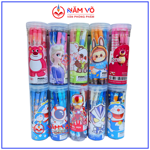 LON 12 CÂY Bút Gel Bấm Xóa Được VS, King Lon (Xanh, Tím) (12 Cây/Lon) (12 Lon/Lốc) (16 Lốc/Thùng)