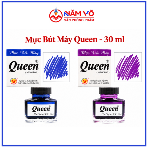 Queen - Mực Viết Máy NỮ HOÀNG 30ml (Xanh, Tím, Đen) (12 Lọ/Lốc; 6 Lốc/Thùng)