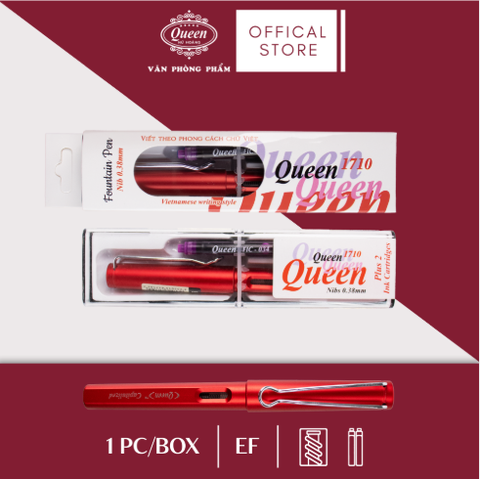 Queen - Bút Máy Ngòi Trơn FP1710 (Phong Cách Việt) (1 Lốc/6 Cây)