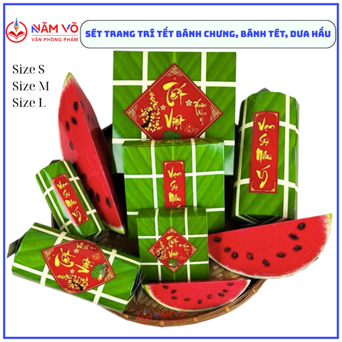 Sét 3 Loại Bánh Chưng, Bánh Tét, Dưa Hấu Trang Trí Tết (3 Loại/Sét)