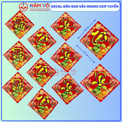 Dán Dưa Vải Nhung (Tài, Lộc, Phước) - (10 Tờ/ Xấp; 10 Xấp/ Bó)