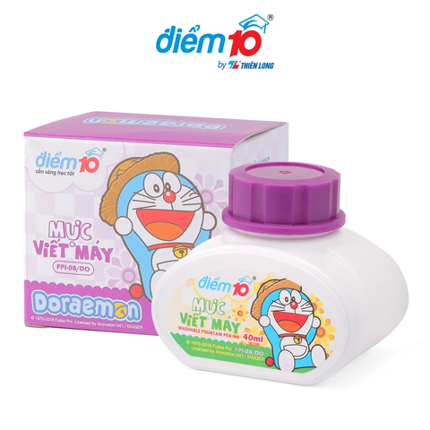 TL - Mực bút máy Doremon FPI-08/DO 40ml (Xanh, Tím, Đen) (8 Lọ/Lốc)