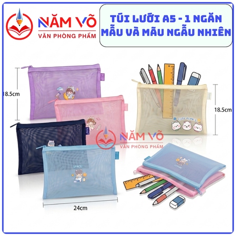 Túi Lưới 1 Ngăn Có Hình A5 (12 Cái/ Bịch; 80 Bịch/ Thùng)
