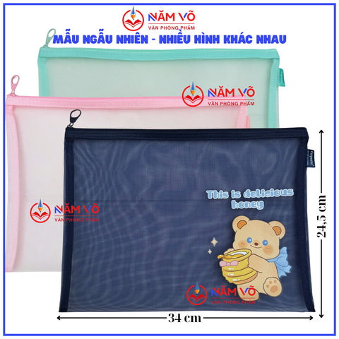 Túi Lưới 1 Ngăn Có Hình A4 (24,5Cm x 34Cm) (12 Cái/ Bịch; 720 Cái/ Thùng)