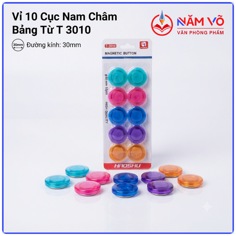 Nam Châm Bảng Từ Vỉ 10 Cục 3010 (10 Cục/Vỉ; 100 Vĩ/ Lốc; 400 Vĩ/ Thùng)