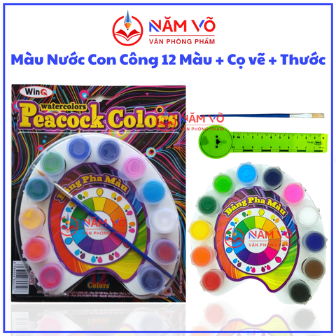 Win Q Màu Nước Con Công W02 - 12 Màu (40 VỈ/ Thùng)