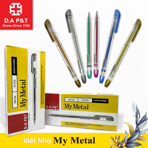 D-A P&T Viết Nhũ My Metal 0,7mm (Biển, Hồng, Vàng, Bạc, Đồng, Lá) (12 Cây/Hộp; 12 Hộp/ Lốc; 96 Hộp/ Thùng)