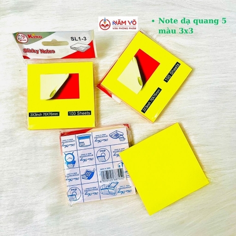 Giấy Note Đủ Màu KING 3x3 ( 20 Xấp/Lốc; 30 Lốc/Thùng)