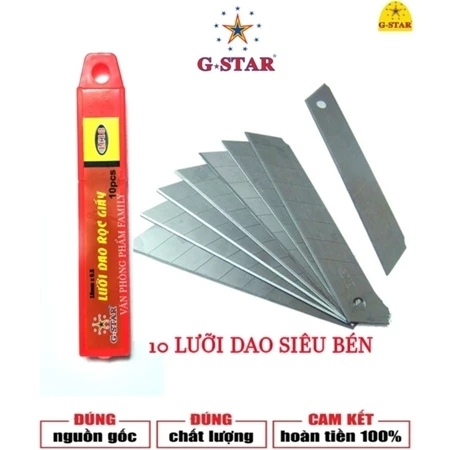 G-Star Lưỡi Dao Rọc Giấy Loại Lớn 18mm LC18 (10 Lưỡi/Tuýp; 10 Tuýp/ Hộp; 30 Hộp/ Thùng)