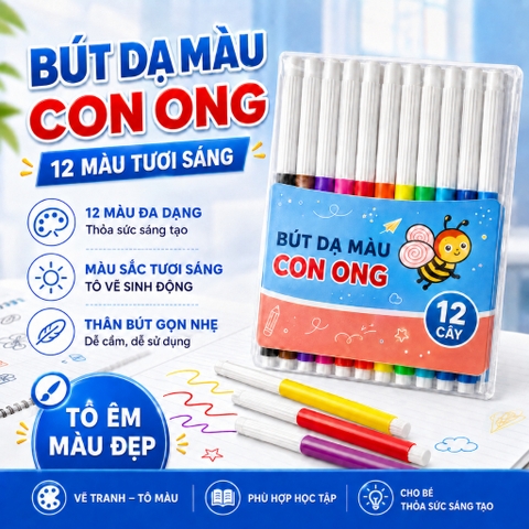 Bút Lông Màu Con Ong Vĩ 12 Cây 878, 868