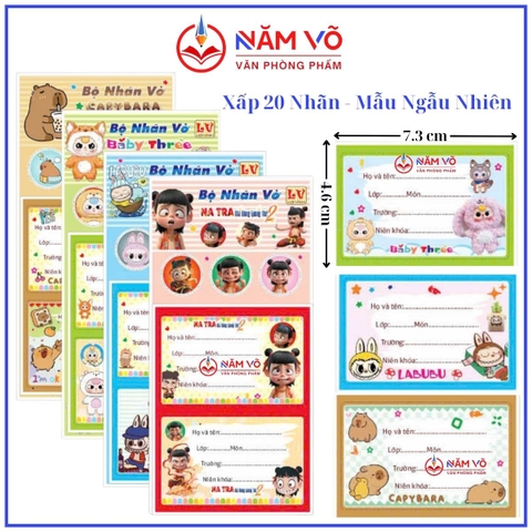 Nhãn 2 Ô (20 Nhãn/ Xấp; 10 Xấp/ Bó; 10 Bó/ Bịch)